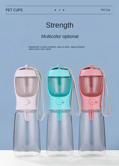Dog Cat  Portable Feeding and Watering Supplies Portable Food Grade Material Dog Travel Pet Water Cup Bottle With Food Dispenser