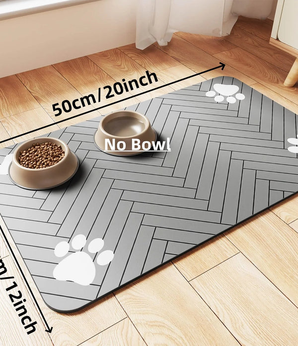 Feeding Mat-Absorbent Pet mat for Food and Water Bowl, with Waterproof Rubber Backing, Quick Dry