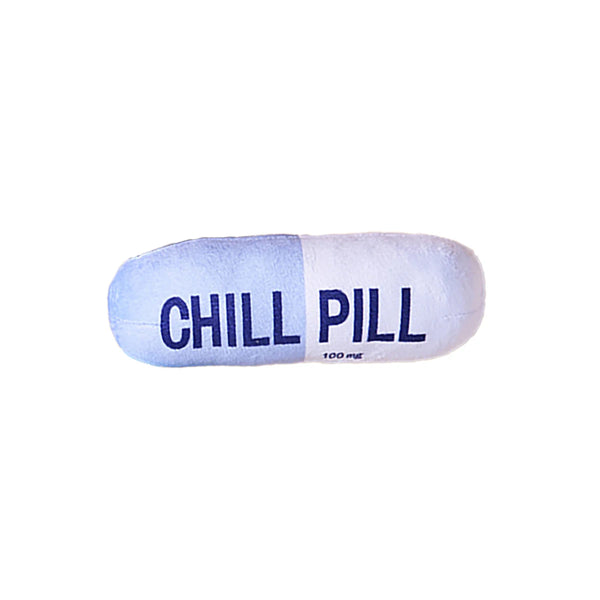 CHILL Pill-Shaped Dog Toy with Squeaker - Durable, Pet Play and Dental Health