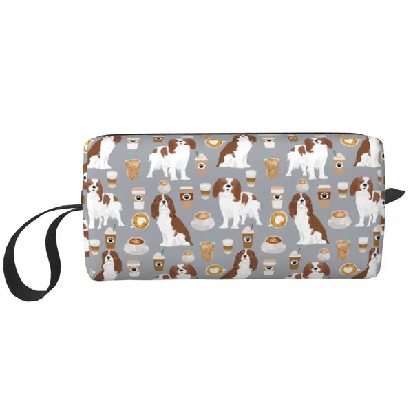 Custom Travel Cavalier King Charles Spaniel Toiletry Bag Portable Pet Dog Makeup Cosmetic Organizer for Women Storage Dopp Kit