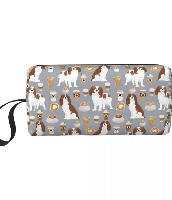 Custom Travel Cavalier King Charles Spaniel Toiletry Bag Portable Pet Dog Makeup Cosmetic Organizer for Women Storage Dopp Kit
