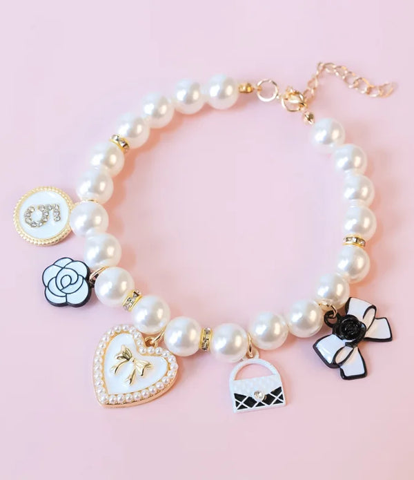 Pet Pearl Collar Little Cat Dog Love Pearl Necklace Cute Dog Jewelry Pet Accessories Puppy Necklace Bow Ties Dogs Pet Products