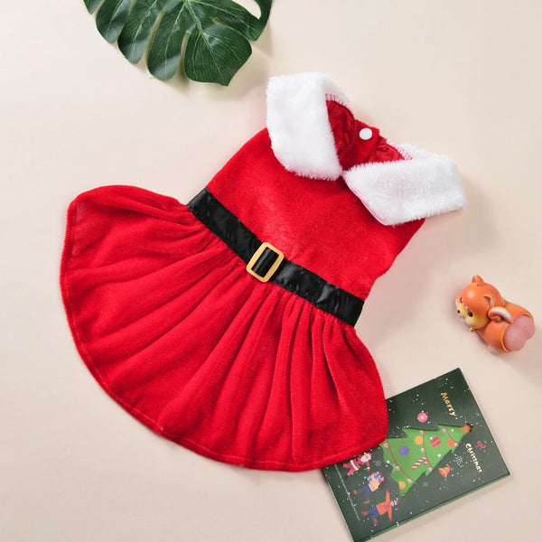 Pet Holiday Party Dress Red Princess Skirt Costume