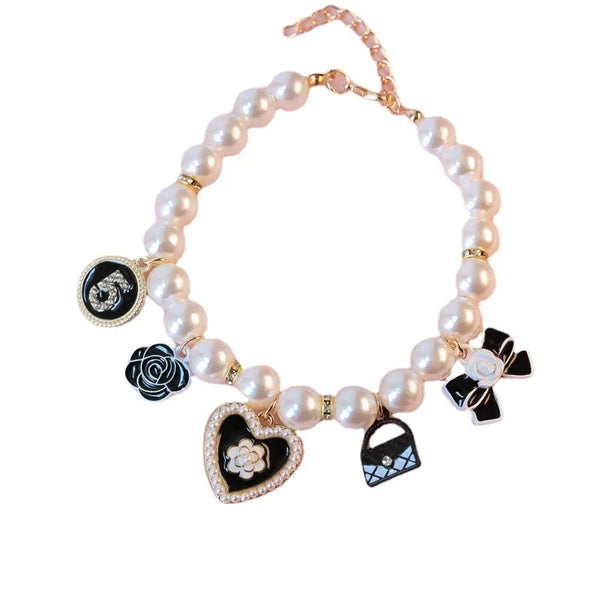 Pet Pearl Collar Little Cat Dog Love Pearl Necklace Cute Dog Jewelry Pet Accessories Puppy Necklace Bow Ties Dogs Pet Products