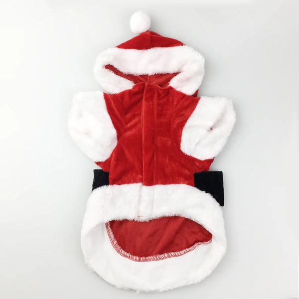 Santa Christmas Costume Clothes for Pets Hooded Coat Jackets
