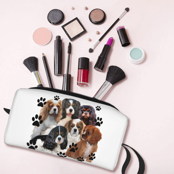 Custom Travel Cavalier King Charles Spaniel Toiletry Bag Portable Pet Dog Makeup Cosmetic Organizer for Women Storage Dopp Kit
