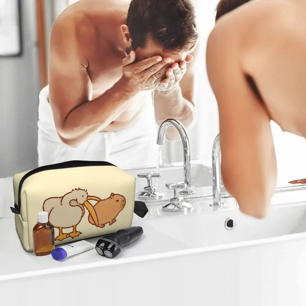 Custom Capybaras In Green Pet Travel Cosmetic Bag Women Capybara Makeup Toiletry Organizer Lady Beauty Storage Dopp Kit