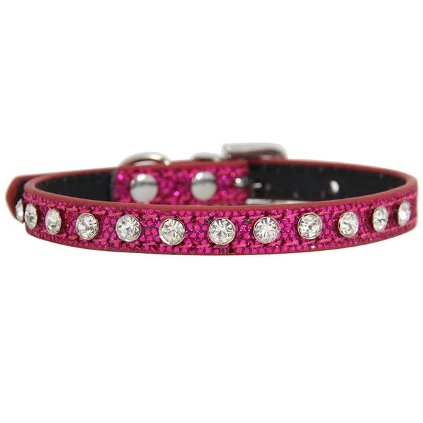 Super Shining Diamond Rhinestone Cat Collar Puppy Baby Dog Cat Collar Leather Strap Kitten Accessories Adjustable Cat Necklace
