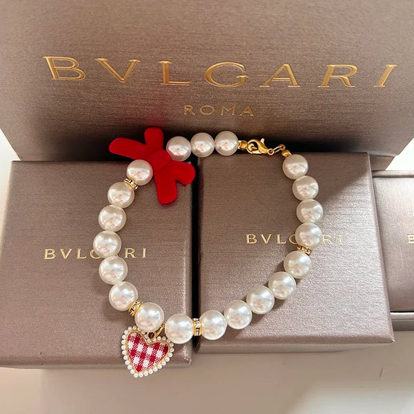 MPK New Series Cat Collar Pearl Vintage Love Crystal Pendant Diamond Neck Ornament Cute Accessories Also Suitable For Dog