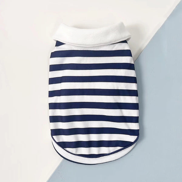 Dog Clothes Teddy York Shire Polo Shirt Summer Dress Striped Pet T-Shirt Dog Costume Soft Pullover Suit for Dog Puppy