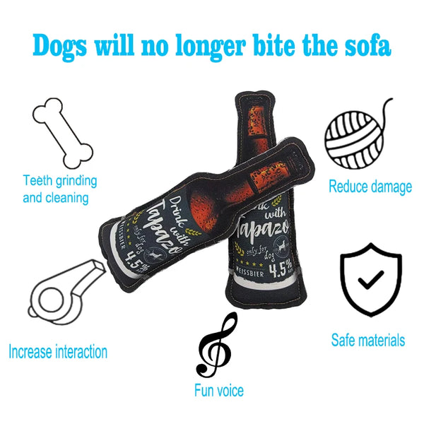 Tapazo drink Plush Dog Toys Featuring Tapazo Weissbire Beer Bottle With Squeaky Sound Chew Interactive Toy