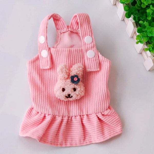 Pet Princess Skirt Corduroy Strap Dress Suspenders Tutu Skirt Pet Cats And Dogs Warm Clothes Sleeveless Cute Dog Base Clothes