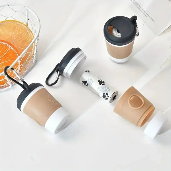 COFFEE Portable Dog Poop Bag Holder Trash Bags Dispenser Coffee Cup-shaped