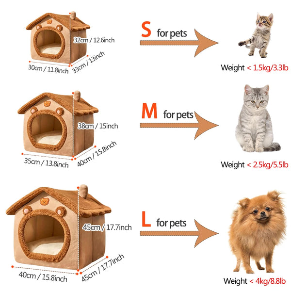 Folding  Pet House Removable Washable Cat /Puppy Cave Sofa Pet Bed House