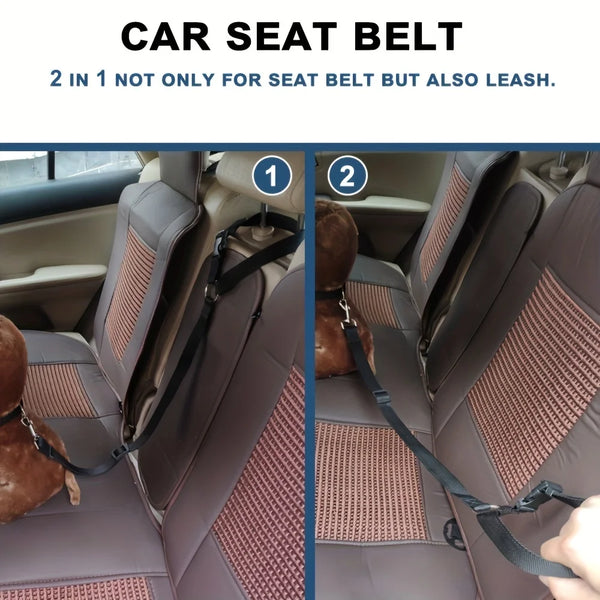 Secure Your Pet in the Car with This Adjustable Harness & Seat Belt Lead Leash!