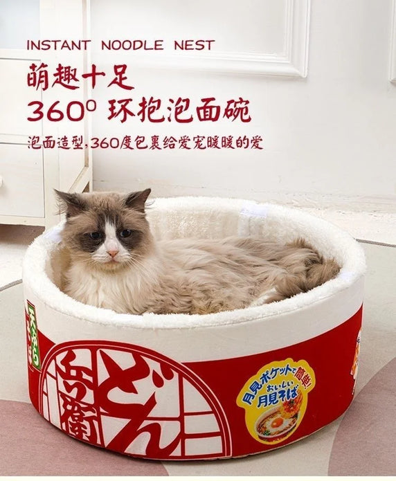 Trendy And Creative Instant Noodle Autumn Winter Dog In All Seasons Warm Enclosed Cat Sleeping Pet Litter