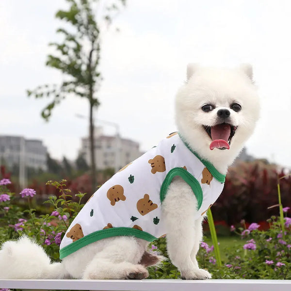 Cartoon Korean Style Dog Clothes Puppy Yorkshire Chihuahua Vest T-shirt Pets Cat Costume Supplies Small Dogs Gift Thin and light