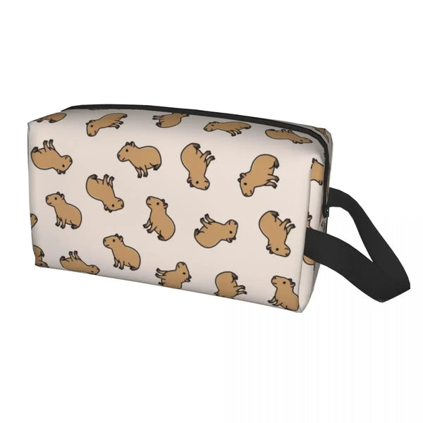 Custom Capybaras In Green Pet Travel Cosmetic Bag Women Capybara Makeup Toiletry Organizer Lady Beauty Storage Dopp Kit