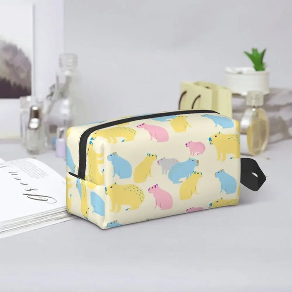 Custom Capybaras In Green Pet Travel Cosmetic Bag Women Capybara Makeup Toiletry Organizer Lady Beauty Storage Dopp Kit