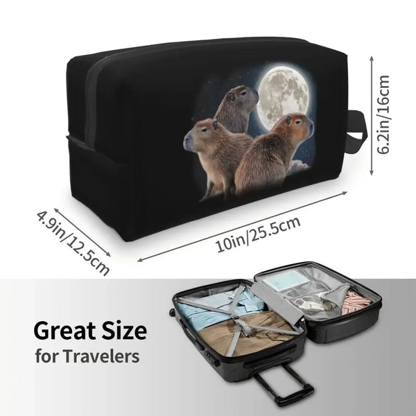 Custom Capybaras In Green Pet Travel Cosmetic Bag Women Capybara Makeup Toiletry Organizer Lady Beauty Storage Dopp Kit