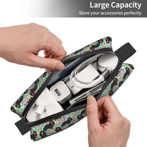 Custom Travel Cavalier King Charles Spaniel Toiletry Bag Portable Pet Dog Makeup Cosmetic Organizer for Women Storage Dopp Kit