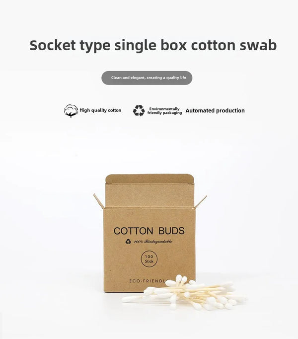 100 Pcs/Box Double Head Bamboo Cotton Buds Wood Stick Cotton Swab For Makeup , Nose Ear Cleaning , Pet Care , Art & Crafts