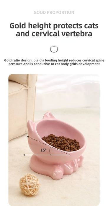 Cat Bowl Pet Accessories Ceramic Diagonal High Feet Cute Protection Cervical Spine Dog Bowl Drink Water Bowl Pet Supplies