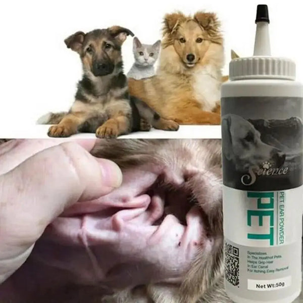 50g Painless Hair Removal Powder Pet Ear Powder for Dogs and Cats Pet Ear Health Care Easy to Remove Ear Hair Painless