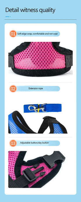 Cat Harness Vest Walking Lead Leash For Puppy Dogs Collar Polyester Adjustable Mesh Dog Harness For Small Medium Pet Accessories