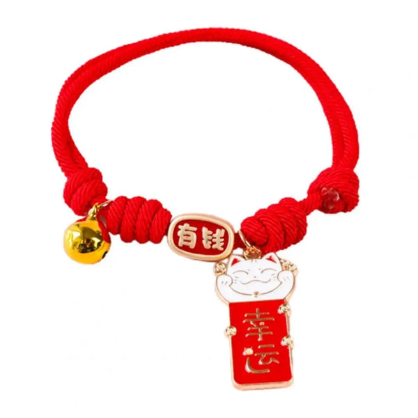 Cartoon Handmade Pet Bell Necklace Adjustable Cute Braided Cat Collar Chinese Style Puppy Collar Dog Accessories