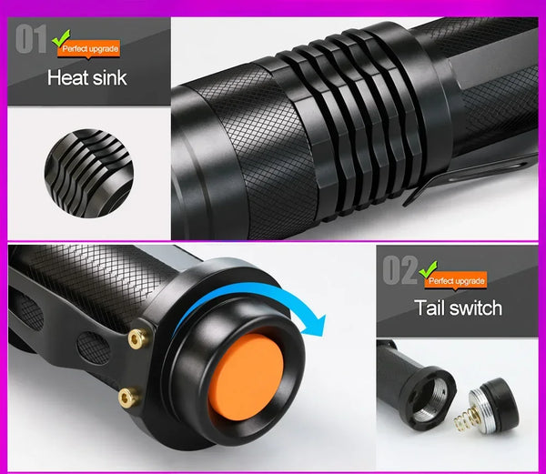 UV LED Flashlight Portable Blacklight 395nm Wavelength Violet Light Pet Urine Scorpion Feminine Hygiene Detector Torch