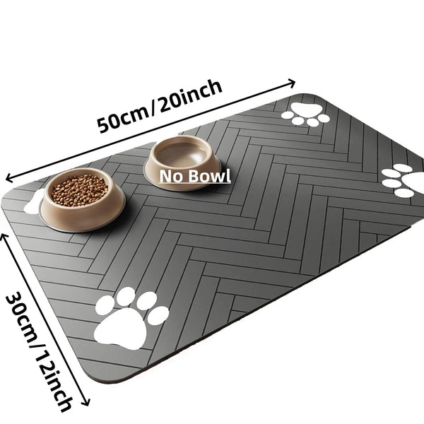Feeding Mat-Absorbent Pet mat for Food and Water Bowl, with Waterproof Rubber Backing, Quick Dry