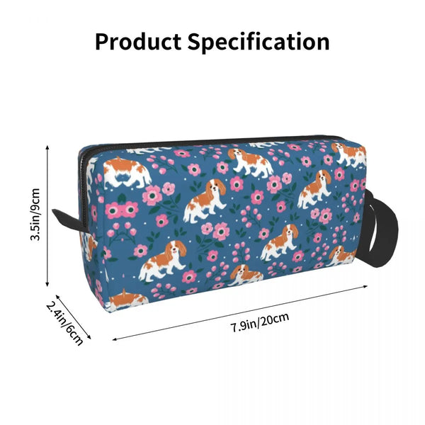 Custom Travel Cavalier King Charles Spaniel Toiletry Bag Portable Pet Dog Makeup Cosmetic Organizer for Women Storage Dopp Kit