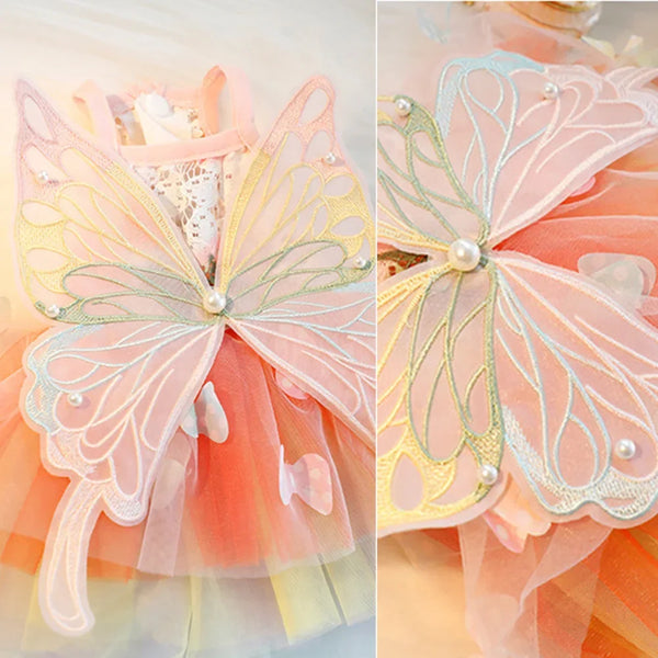 BUTTERFLY. Princess Dress Clothes Puppy Summer Sweet Mesh Dress