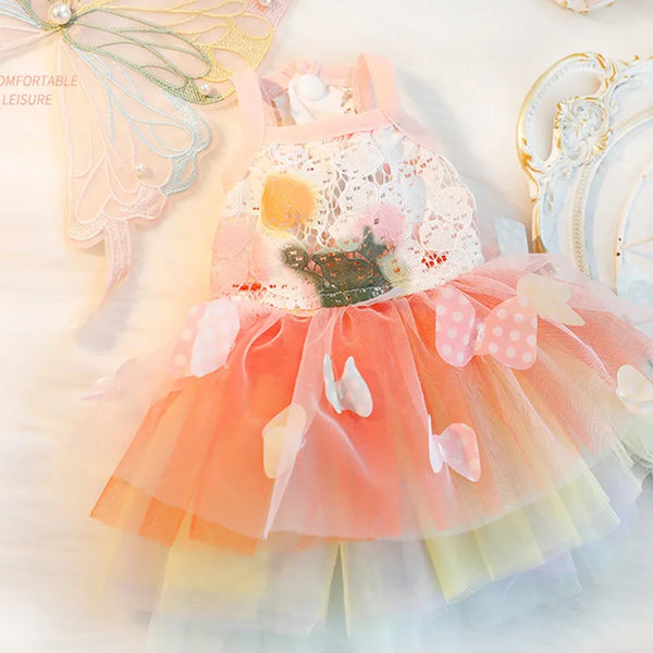 BUTTERFLY. Princess Dress Clothes Puppy Summer Sweet Mesh Dress