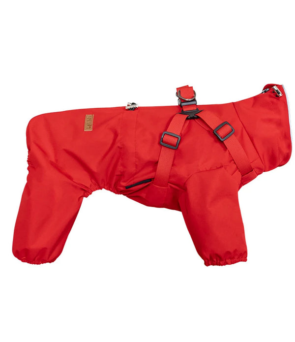 Dog Raincoat with Harness Waterproof Pet Rain Jacket for Small Dogs Adjustable Reflective Dog Rain Overalls with 4 Legs