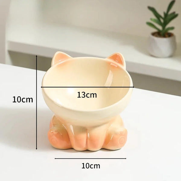 Cat Bowl Pet Accessories Ceramic Diagonal High Feet Cute Protection Cervical Spine Dog Bowl Drink Water Bowl Pet Supplies