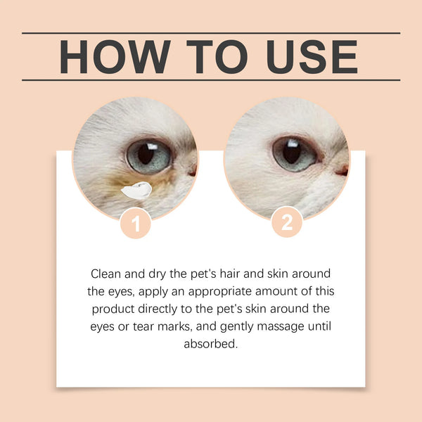 30g Tear Stain Remover for Pets - Gentle Eye Care and Cleaning Cream with Tea Tree Oil for Cats and Dogs