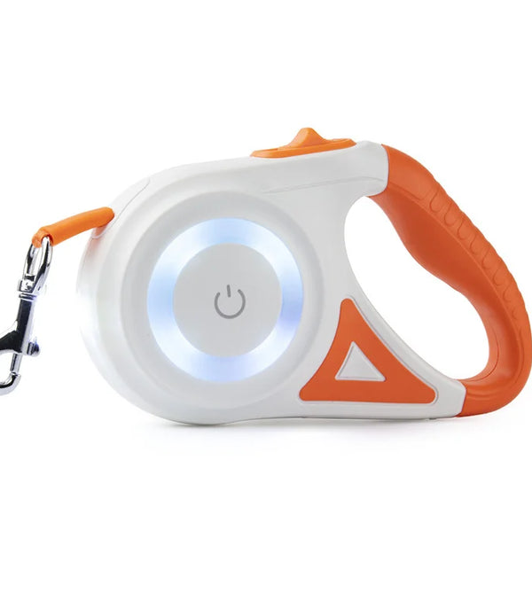 5M Automatic Retractable Dog Leash with Led Flashlight Durable Nylon Lead for Pet Dogs Adjustable Walking Running Rope