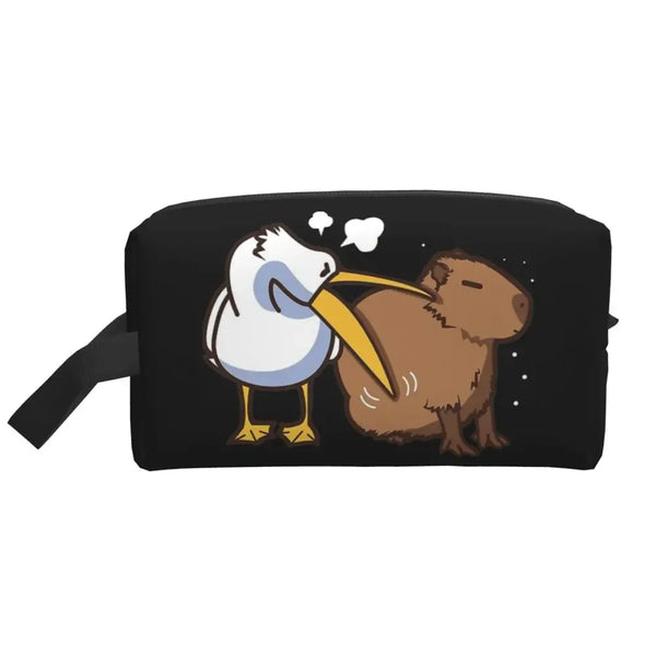 Custom Capybaras In Green Pet Travel Cosmetic Bag Women Capybara Makeup Toiletry Organizer Lady Beauty Storage Dopp Kit