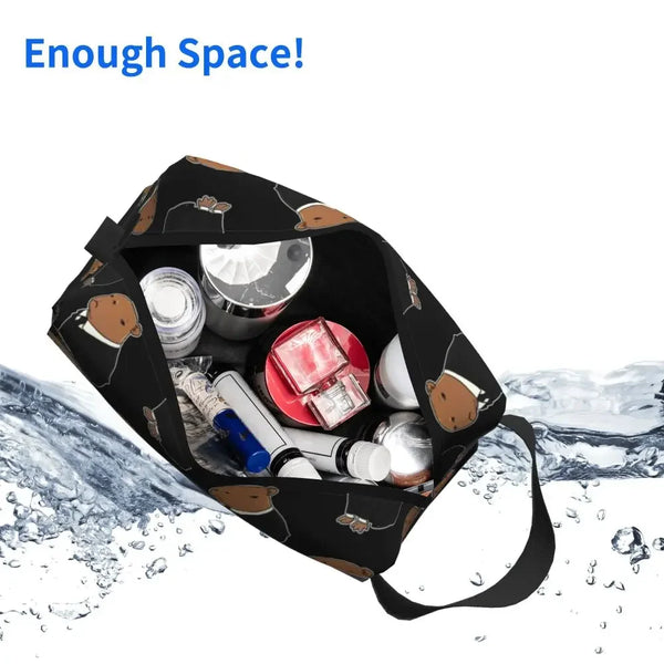 Custom Capybaras In Green Pet Travel Cosmetic Bag Women Capybara Makeup Toiletry Organizer Lady Beauty Storage Dopp Kit