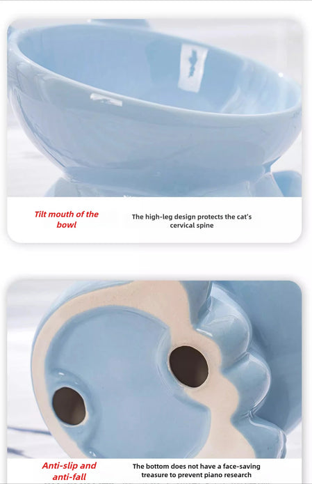 Cat Bowl Pet Accessories Ceramic Diagonal High Feet Cute Protection Cervical Spine Dog Bowl Drink Water Bowl Pet Supplies