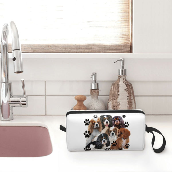 Custom Travel Cavalier King Charles Spaniel Toiletry Bag Portable Pet Dog Makeup Cosmetic Organizer for Women Storage Dopp Kit