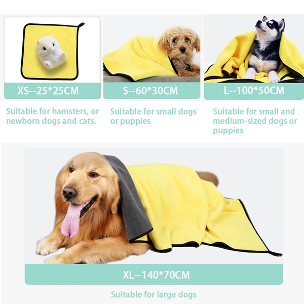 Quick-drying Pet Dog and Cat Towels Soft Fiber Towels Water-absorbent Bath Towel Convenient Pet Shop Cleaning Towel Pet Supplies