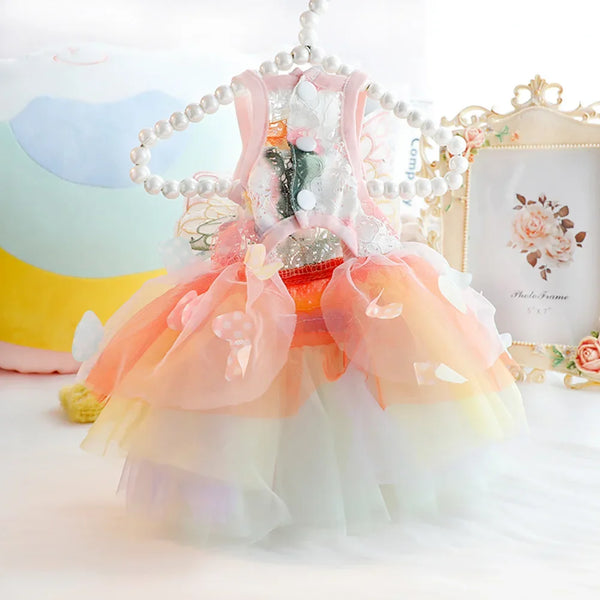 BUTTERFLY. Princess Dress Clothes Puppy Summer Sweet Mesh Dress