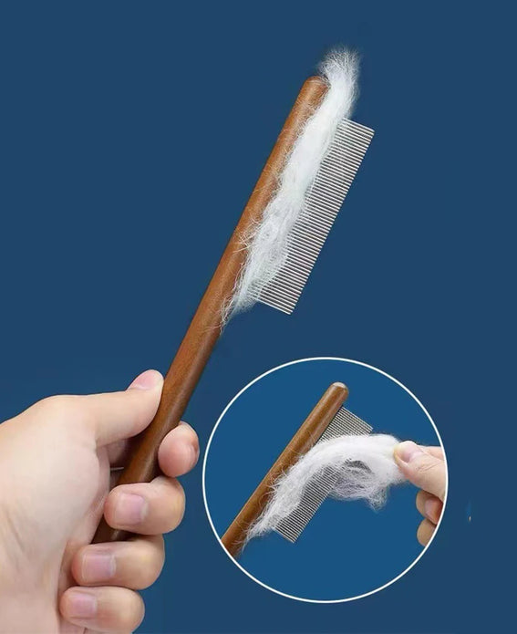 Cat Comb Stainless Steel Pet Hair Remover Wooden Handle Cat Hair Comb Pet Grooming Massage Dog Brush Cleaning Tool Pets Supplies
