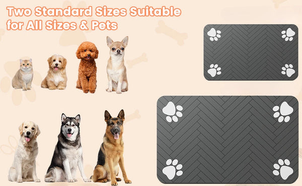 Feeding Mat-Absorbent Pet mat for Food and Water Bowl, with Waterproof Rubber Backing, Quick Dry