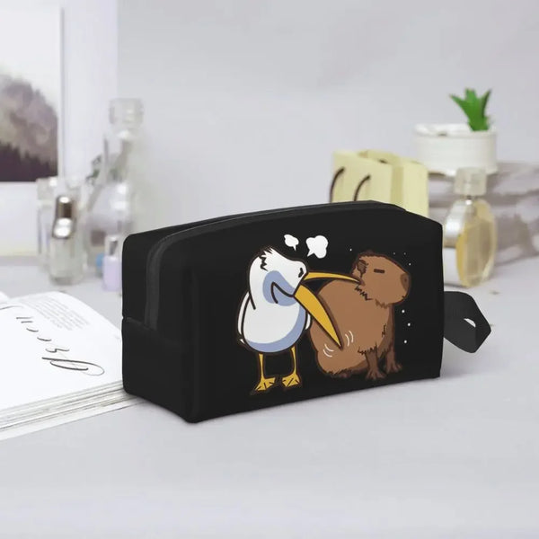 Custom Capybaras In Green Pet Travel Cosmetic Bag Women Capybara Makeup Toiletry Organizer Lady Beauty Storage Dopp Kit
