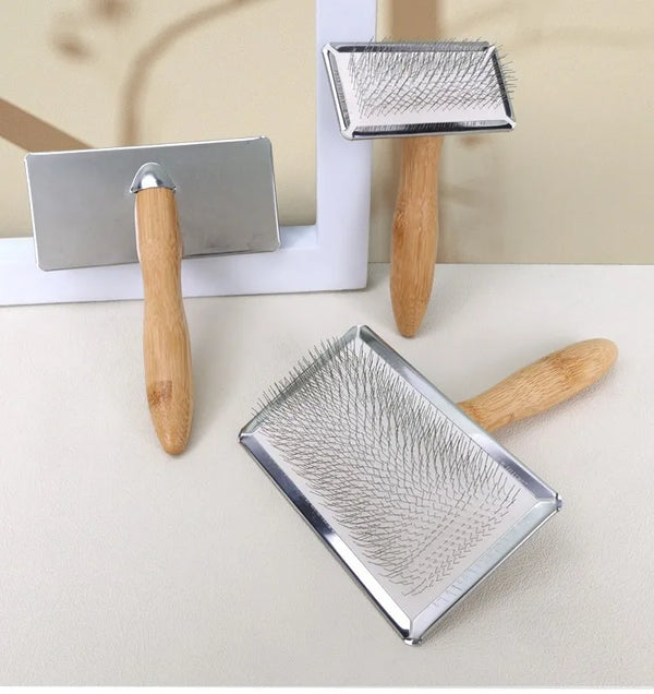 Dog Comb Solid Wood Dog Brush Pet Hair Remover Massage Cat Brush Pet Grooming Stainless Steel Combs for Cats Hair Knot Opening
