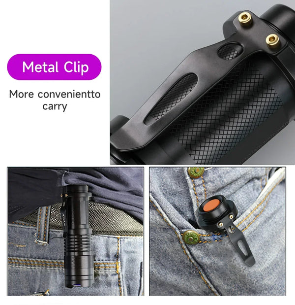 UV LED Flashlight Portable Blacklight 395nm Wavelength Violet Light Pet Urine Scorpion Feminine Hygiene Detector Torch